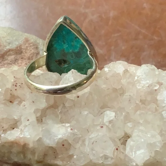 AZURITE & CHRYSCOLLA 925 STERLING SILVER RING, SIZE 8.75 - Picture 5 of 7
